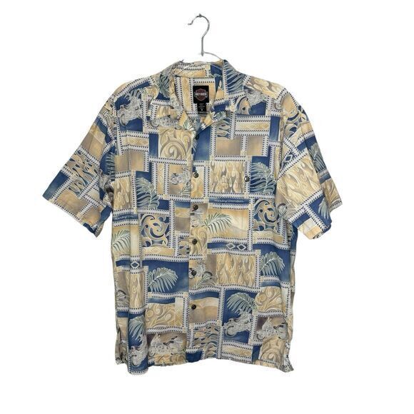 HARLEY- DAVIDSON X TORI RICHARD‎ Men's M Hawaiian Shirt Motorcycle Print Cotton - Picture 3 of 6